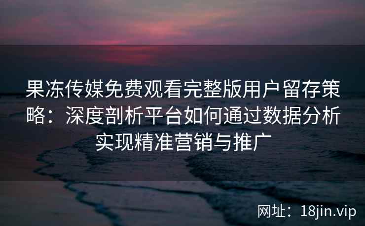 果冻传媒免费观看完整版用户留存策略：深度剖析平台如何通过数据分析实现精准营销与推广