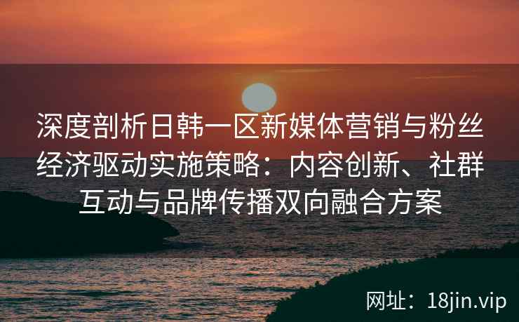 深度剖析日韩一区新媒体营销与粉丝经济驱动实施策略：内容创新、社群互动与品牌传播双向融合方案