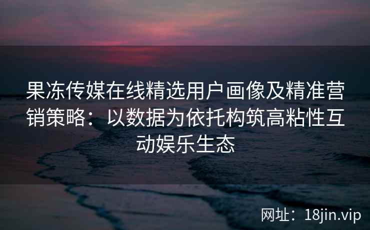 果冻传媒在线精选用户画像及精准营销策略：以数据为依托构筑高粘性互动娱乐生态